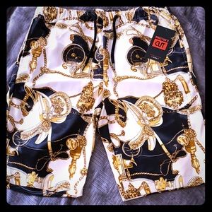 Luxury Print Gold Patterned Director’s Cut Shorts